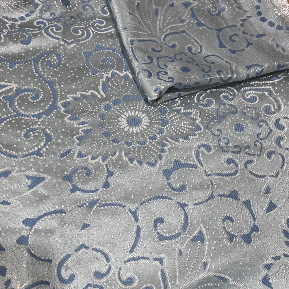 Martha Stewart Collection Light Blue Silver Damask Floral Pillow Shams Set of 2